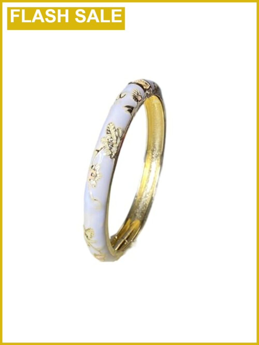 Vintage Floral Enamel Bangle Bracelet Chunky Cloisonne Hinged Cuff